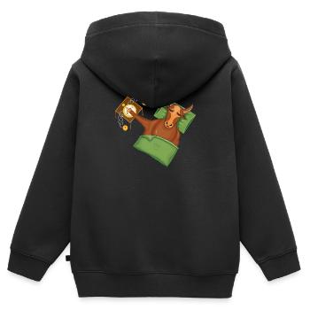 Stier | Text hinzufügen | Beispiele in der Beschreibung! - Kinder Premium Organic Zip Hoodie - Schwarz - Hinten - AI Model Kid Male (0cm)