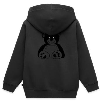 Teddybär - Kinder Premium Organic Zip Hoodie - Schwarz - Hinten - AI Model Kid Male (0cm)