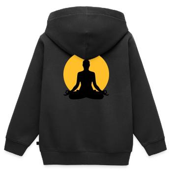 Meditation - Sweat Premium à capuche zippé enfant bio - noir - Dos - AI Model Kid Male (0cm)