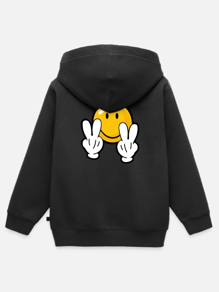 Smiley Confident - Kinder Premium Organic Zip Hoodie - Schwarz