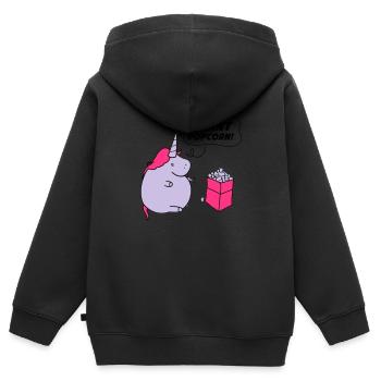 unicorn_want_popcorn_002 - Sweat Premium à capuche zippé enfant bio - noir - Dos - AI Model Kid Male (0cm)