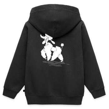 Caniche - Sweat Premium à capuche zippé enfant bio - noir - Dos - AI Model Kid Male (0cm)
