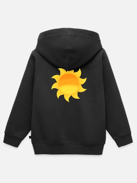 zon tekening - Kinder Premium zip hoodie biologisch - zwart