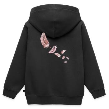 Sept plumes de flamant rose - Sweat Premium à capuche zippé enfant bio - noir - Dos - AI Model Kid Male (0cm)