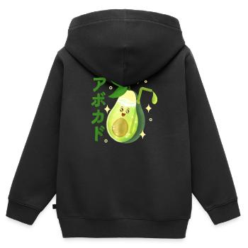 Kawaii Avocado Saft - Kinder Premium Organic Zip Hoodie - Schwarz - Hinten - AI Model Kid Male (0cm)