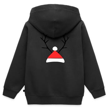 Weihnachtsmütze mit Geweih - Kinder Premium Organic Zip Hoodie - Schwarz - Hinten - AI Model Kid Male (0cm)