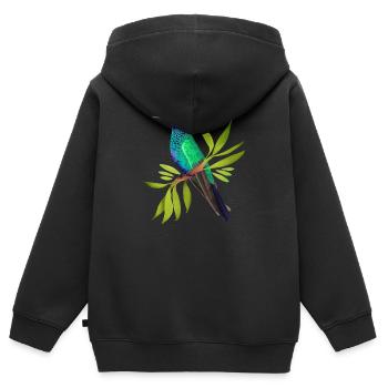 Kolibri auf Ast - Kinder Premium Organic Zip Hoodie - Schwarz - Hinten - AI Model Kid Male (0cm)