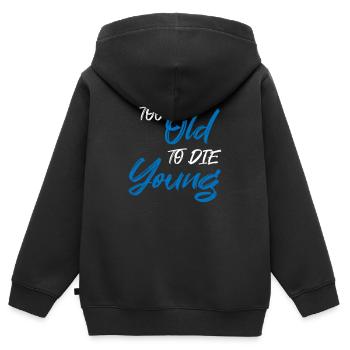 Too old to die young - Kinder Premium Organic Zip Hoodie - Schwarz - Hinten - AI Model Kid Male (0cm)