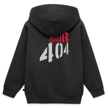 Meldung Error 404 Netzwerk - Kinder Premium Organic Zip Hoodie - Schwarz - Hinten - AI Model Kid Male (0cm)