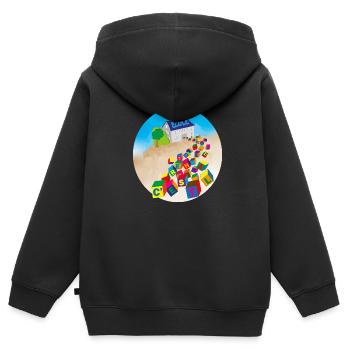 c est la rentrée- rentrée scolaire - Sweat Premium à capuche zippé enfant bio - noir - Dos - AI Model Kid Male (0cm)