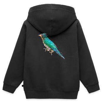 Oiseau ~ le Coucou Emeraude - Sweat Premium à capuche zippé enfant bio - noir - Dos - AI Model Kid Male (0cm)