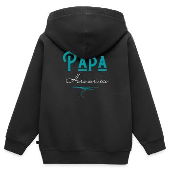 papa hors service - Sweat Premium à capuche zippé enfant bio - noir - Dos - AI Model Kid Male (0cm)