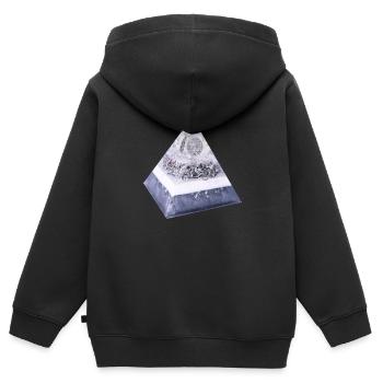 Pyramide de la Fleur de Vie - Sweat Premium à capuche zippé enfant bio - noir - Dos - AI Model Kid Male (0cm)