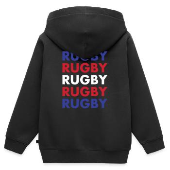Rugby Rugby Rugby Rugby Rugby New Zealand Rugby - Kinder Premium Organic Zip Hoodie - Schwarz - Hinten - AI Model Kid Male (0cm)