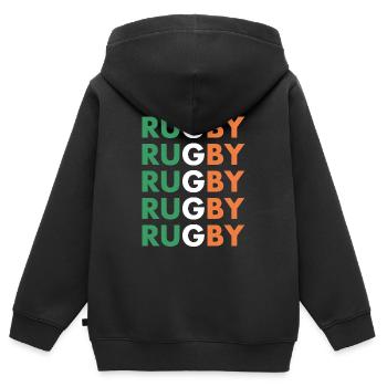 Rugby Rugby Rugby Rugby Rugby Ireland Rugby - Kinder Premium Organic Zip Hoodie - Schwarz - Hinten - AI Model Kid Male (0cm)