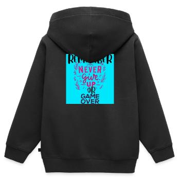 Motivator, coole Inschrift .interessanter Text - Kinder Premium Organic Zip Hoodie - Schwarz - Hinten - AI Model Kid Male (0cm)