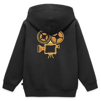 Alte Filmkamera Symbol, handgezeichnet. Kameramann - Kinder Premium Organic Zip Hoodie - Schwarz - Hinten - AI Model Kid Male (0cm)