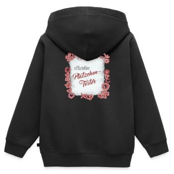 Offizieller Plätzchen Tester - Kinder Premium Organic Zip Hoodie - Schwarz - Hinten - AI Model Kid Male (0cm)