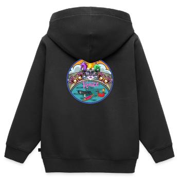 Venedig, Italien - Kinder Premium Organic Zip Hoodie - Schwarz - Hinten - AI Model Kid Male (0cm)