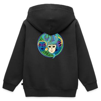 Venise, Italie - Sweat Premium à capuche zippé enfant bio - noir - Dos - AI Model Kid Male (0cm)