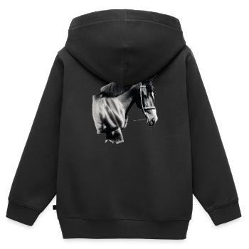 Pferd Skizze Bleistift Pferde Tier Porträts 7 - Kinder Premium Organic Zip Hoodie - Schwarz - Hinten - AI Model Kid Male (0cm)