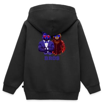 coole bros brüder bären - Kinder Premium Organic Zip Hoodie - Schwarz - Hinten - AI Model Kid Male (0cm)