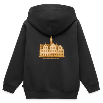 Château Freital Burgk Saxony Dresde - Sweat Premium à capuche zippé enfant bio - noir - Dos - AI Model Kid Male (0cm)