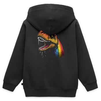 Regenbogen-Hals Tyrannosaurus - Kinder Premium Organic Zip Hoodie - Schwarz - Hinten - AI Model Kid Male (0cm)