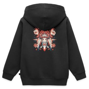 Folklore américain - Sweat Premium à capuche zippé enfant bio - noir - Dos - AI Model Kid Male (0cm)