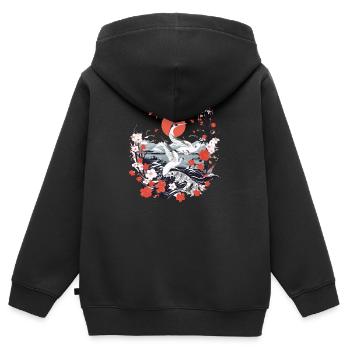 Folklore japonais - Sweat Premium à capuche zippé enfant bio - noir - Dos - AI Model Kid Male (0cm)