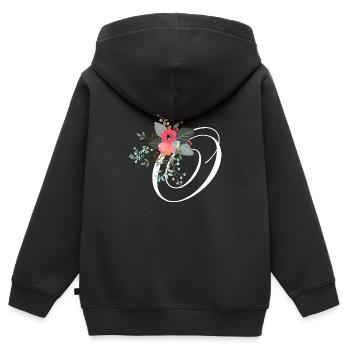 Brief o blumig - Kinder Premium Organic Zip Hoodie - Schwarz - Hinten - AI Model Kid Male (0cm)
