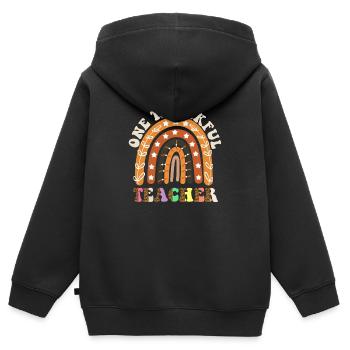 One Thankful Teacher Thanksgiving Day Rainbow - Kinder Premium Organic Zip Hoodie - Schwarz - Hinten - AI Model Kid Male (0cm)