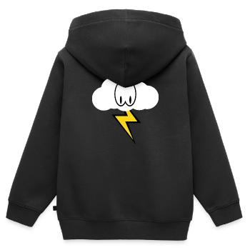 Wolke mit Augen/ WolkenDesign - Kinder Premium Organic Zip Hoodie - Schwarz - Hinten - AI Model Kid Male (0cm)