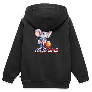 Merica Independence Day 4th of Juillet Baseball Mouse - Sweat Premium à capuche zippé enfant bio - noir - Dos - AI Model Kid Male (0cm)