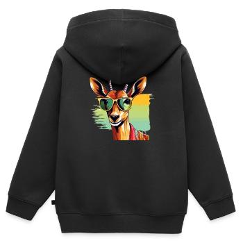 Mokka die Antilope - Kinder Premium Organic Zip Hoodie - Schwarz - Hinten - AI Model Kid Male (0cm)