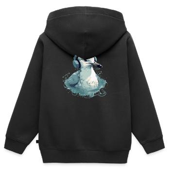 Mila la mouette audiophile - Sweat Premium à capuche zippé enfant bio - noir - Dos - AI Model Kid Male (0cm)