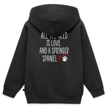 Springer Spaniel Zitate - Kinder Premium Organic Zip Hoodie - Schwarz - Hinten - AI Model Kid Male (0cm)