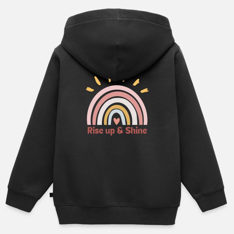 Levez-vous et brillez - Sweat Premium à capuche zippé enfant bio - noir