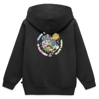 Think Global Climb Local Dunkler Hintergrund - Kinder Premium Organic Zip Hoodie - Schwarz - Hinten - AI Model Kid Male (0cm)