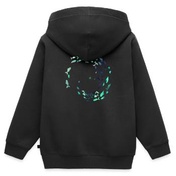 fischschwarm,fische,malerei,graffiti,blau - Kinder Premium Organic Zip Hoodie - Schwarz - Hinten - AI Model Kid Male (0cm)