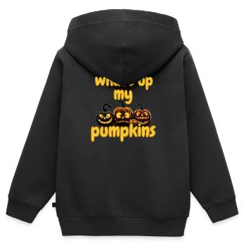 Halloween pumpkins. what`s up my pumpkins - Kinder Premium Organic Zip Hoodie - Schwarz - Hinten - AI Model Kid Male (0cm)