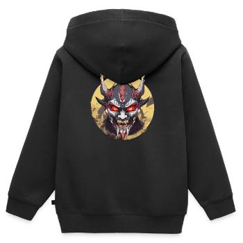Dämonischer Samurai - Kinder Premium Organic Zip Hoodie - Schwarz - Hinten - AI Model Kid Male (0cm)