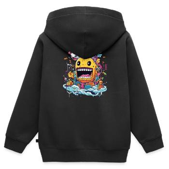 Doodle - Kinder Premium Organic Zip Hoodie - Schwarz - Hinten - AI Model Kid Male (0cm)