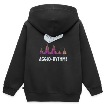 agglo-rythme - Sweat Premium à capuche zippé enfant bio - noir - Dos - AI Model Kid Male (0cm)