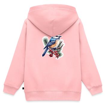 Spechtmeise Kleiber - Kinder Premium Organic Zip Hoodie - Rosa - Hinten - AI Model Kid Female (0cm)