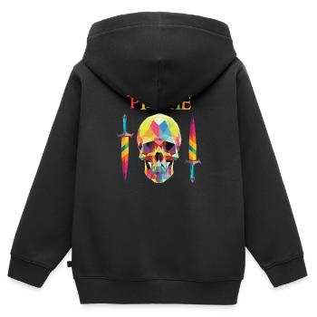 Pirat - Low-Poly-Schädel - Kinder Premium Organic Zip Hoodie - Schwarz - Hinten - AI Model Kid Male (0cm)