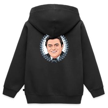 FJS // Illustration - Kinder Premium Organic Zip Hoodie - Schwarz - Hinten - AI Model Kid Male (0cm)