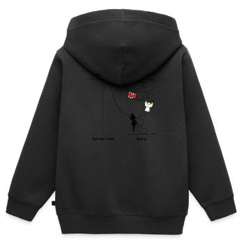 Sorry - Kinder Premium Organic Zip Hoodie - Schwarz - Hinten - AI Model Kid Male (0cm)
