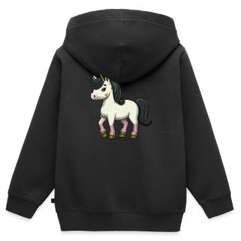 unique unicorn - Kinder Premium Organic Zip Hoodie - Schwarz - Hinten - AI Model Kid Male (0cm)