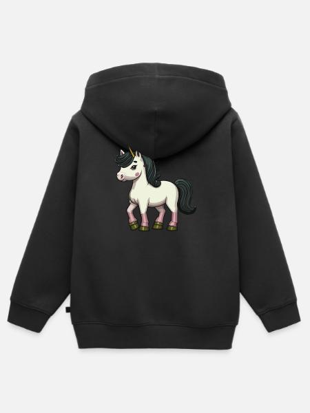 unique unicorn - Kinder Premium Organic Zip Hoodie - Schwarz
